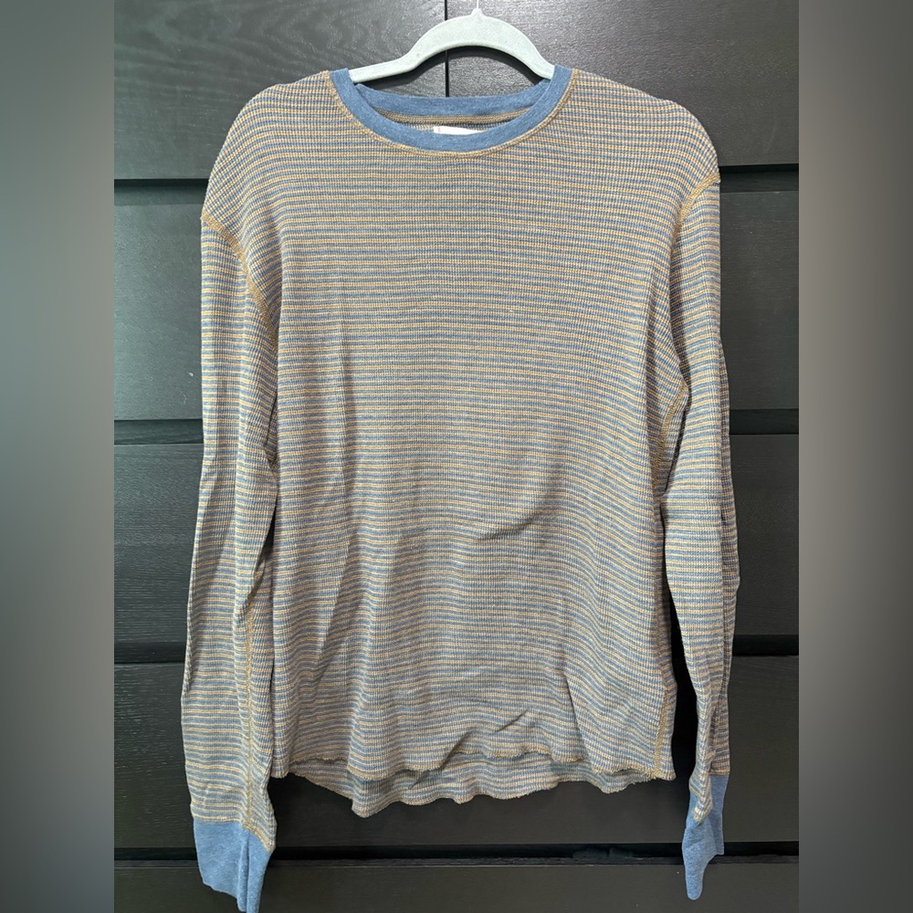 BDG Blue and Tan Striped Long Sleeve Shirt